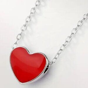 NWOT the perfect red heart necklace 9.5 inch silver tone chain Dainty necklace